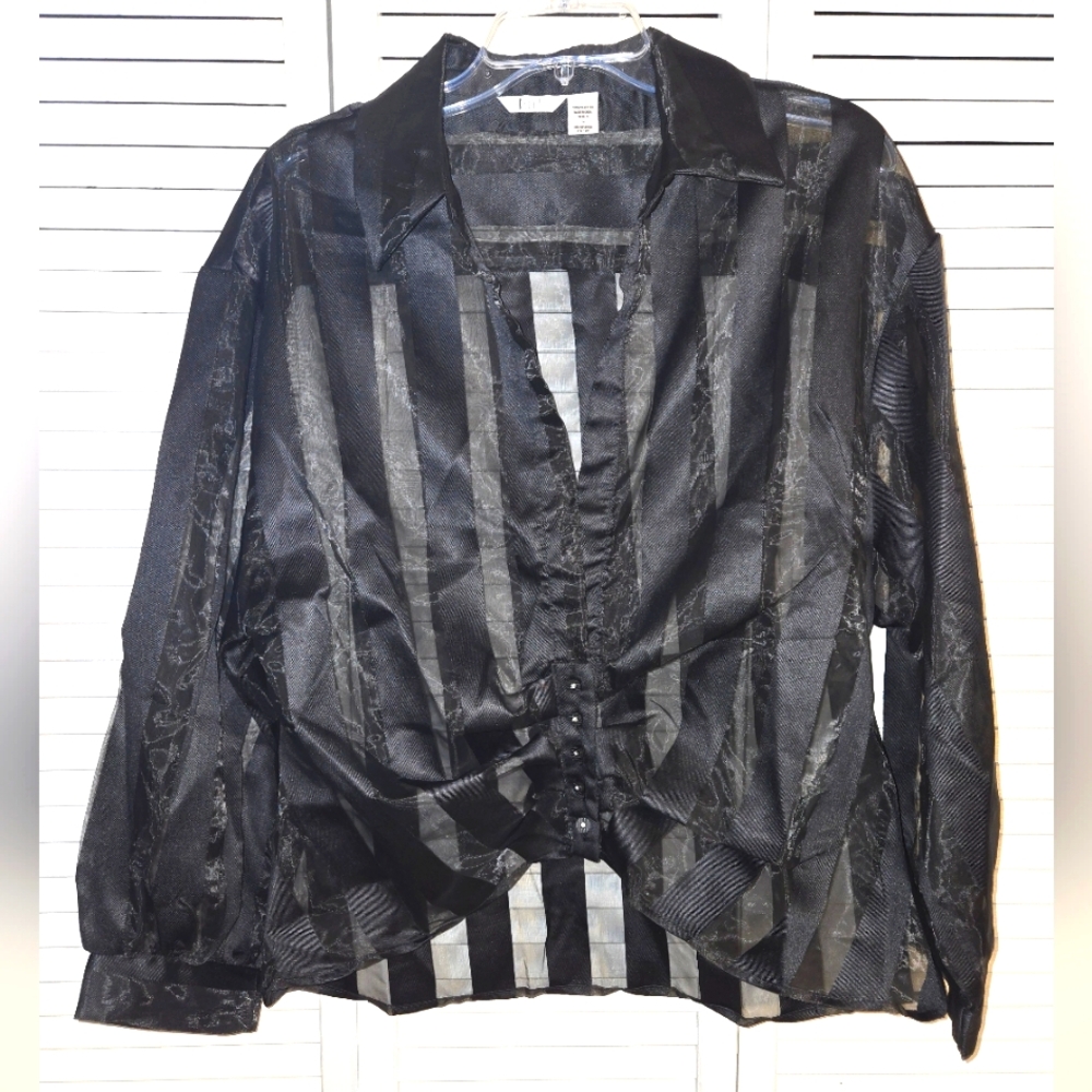 Kaktus Women's L Striped Sheer Blouse